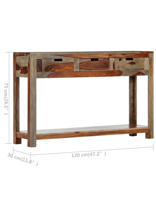 Konsoles galdiņš ar 3 atvilktnēm, 120x30x75 cm, masīvs rožkoks