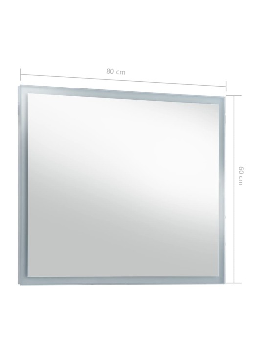 Vannasistabas sienas spogulis ar led apgaismojumu, 80x60 cm
