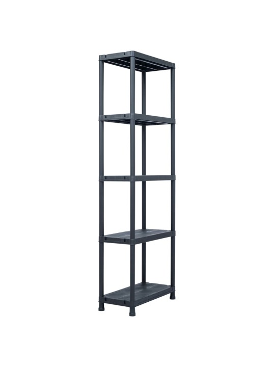 Uzglabāšanas plaukts, melns, 125 kg, 60x30x180 cm, plastmasa