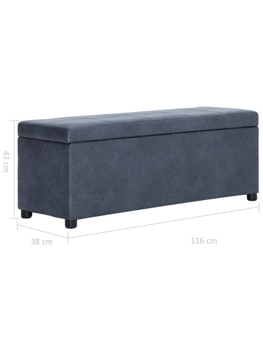 Sols ar kasti, 116 cm, pelēka mākslīgā zamšāda