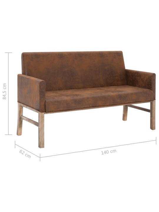Sols ar roku balstiem, 140 cm, brūna mākslīgā zamšāda