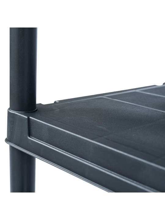 Plaukti, 2 gab., melni, 125 kg, 60x30x180 cm, plastmasa