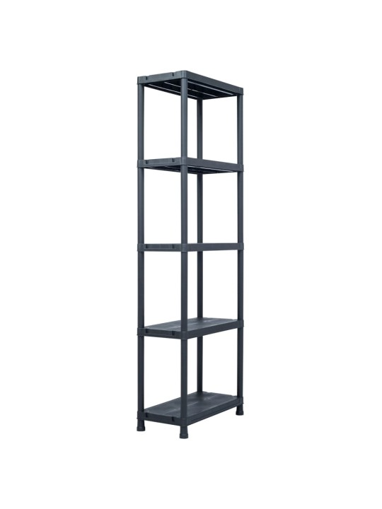 Plaukti, 5 gab., melni, 125 kg, 60x30x180 cm, plastmasa