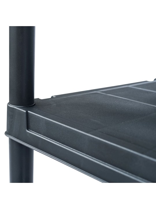 Plaukti, 5 gab., melni, 125 kg, 60x30x180 cm, plastmasa