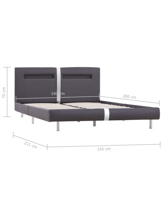 Gultas rāmis ar LED un galvgali, melns, 140x200cm, mākslīgā āda