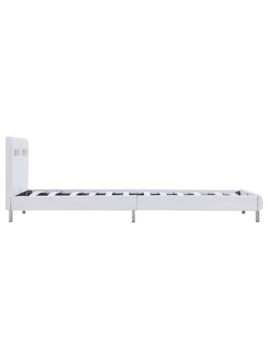 Gultas rāmis ar LED, balta mākslīgā āda, 90x200 cm