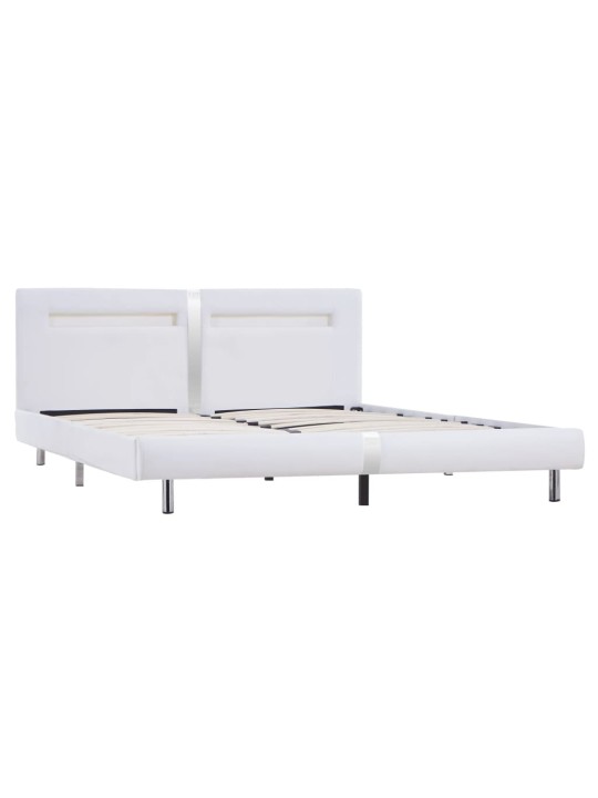 Gultas rāmis ar LED, balta mākslīgā āda, 180x200 cm