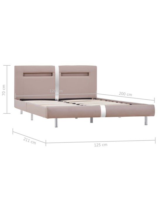 Gultas rāmis ar LED, kapučīno krāsas mākslīgā āda, 120x200 cm