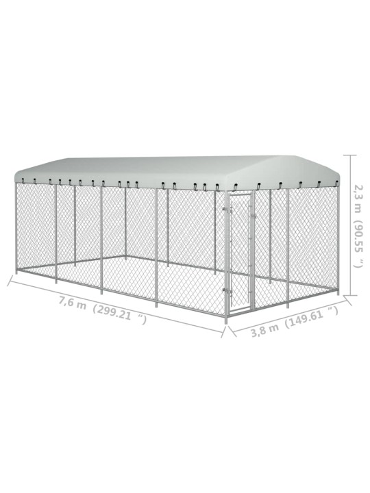 Suņu voljērs ar jumtu, 7,6x3,8x2,3 m