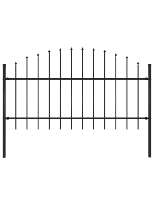 Dārza žogs ar pīķiem augšpusē, tērauds, (1-1,25)x1,7 m, melns