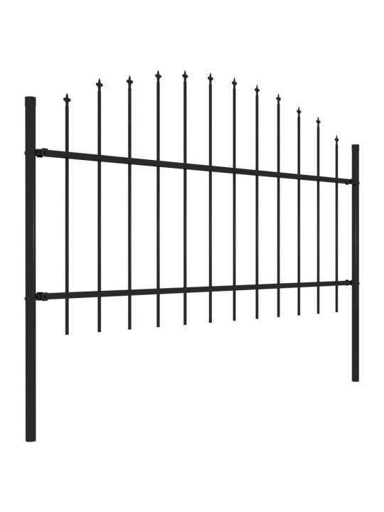 Dārza žogs ar pīķiem augšpusē, tērauds, (1-1,25)x1,7 m, melns