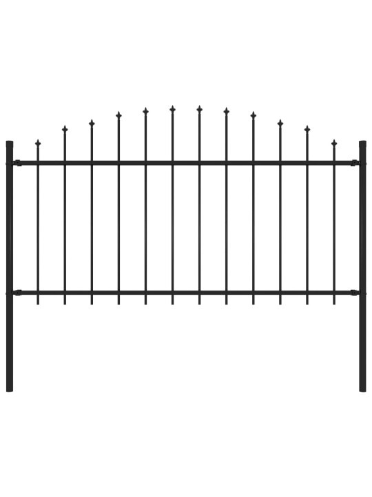 Dārza žogs ar pīķiem augšpusē, tērauds, (1,25-1,5)x1,7 m, melns