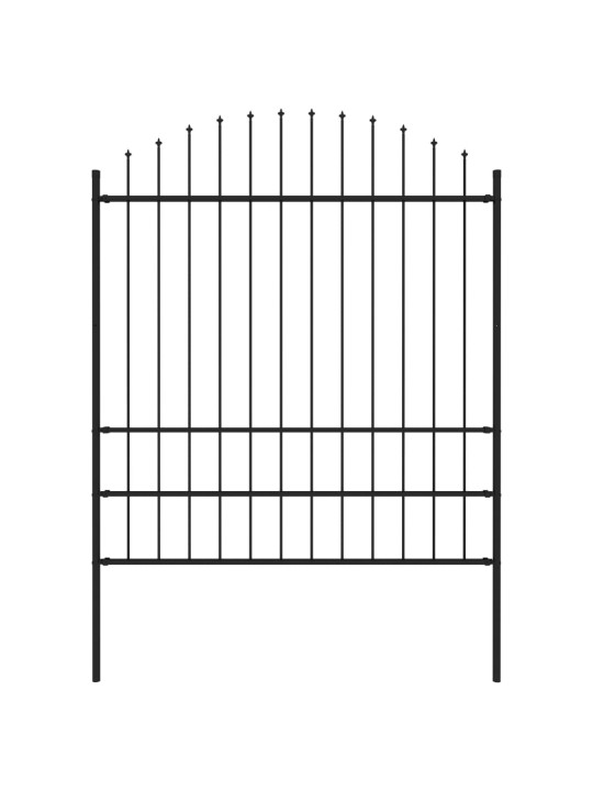 Dārza žogs ar pīķiem augšpusē, tērauds, (1,75-2)x1,7 m, melns