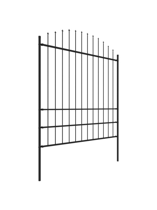 Dārza žogs ar pīķiem augšpusē, tērauds, (1,75-2)x1,7 m, melns