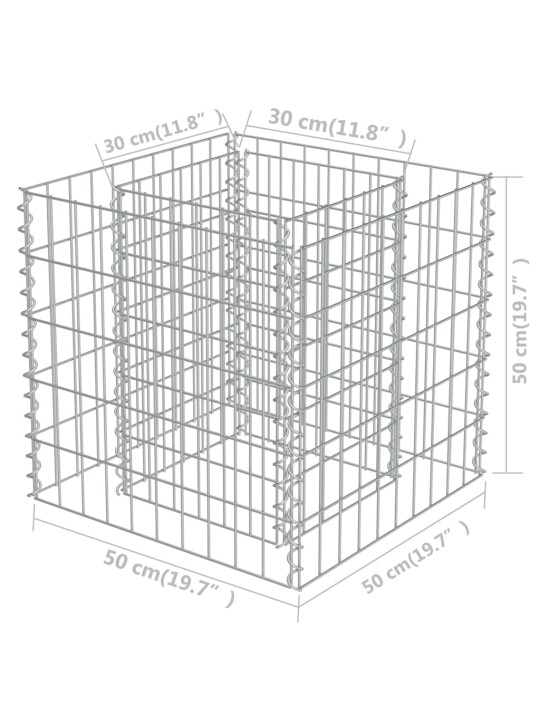 Gabions, augstā puķu kaste, cinkots tērauds, 50x50x50 cm