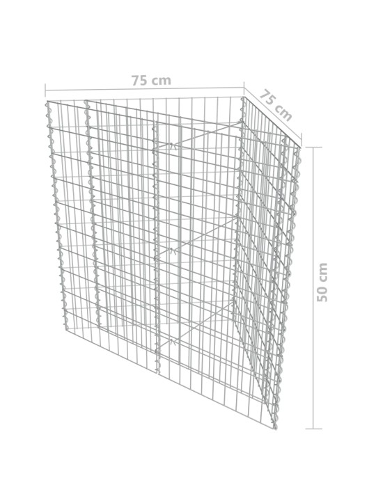 Gabions, augstā puķu kaste, cinkots tērauds, 75x75x50 cm