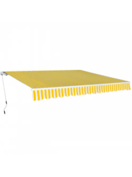 Markīze, manuāli regulējama, 600 cm, dzeltena/balta