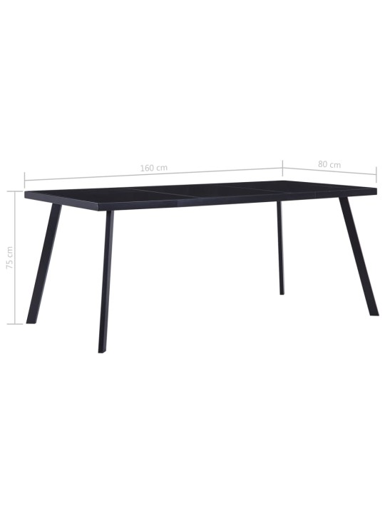 Virtuves galds, melns, 160x80x75 cm, rūdīts stikls