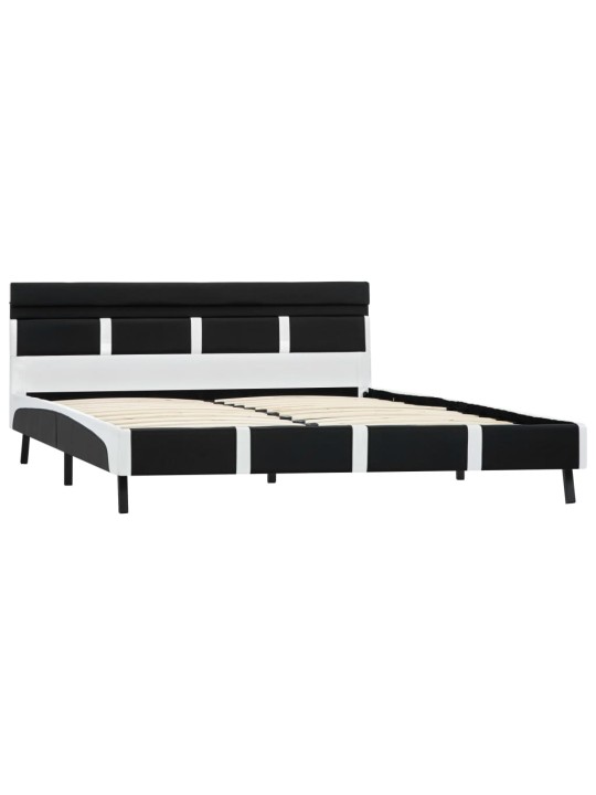 Gultas rāmis ar LED un galvgali, melns, 140x200cm, mākslīgā āda