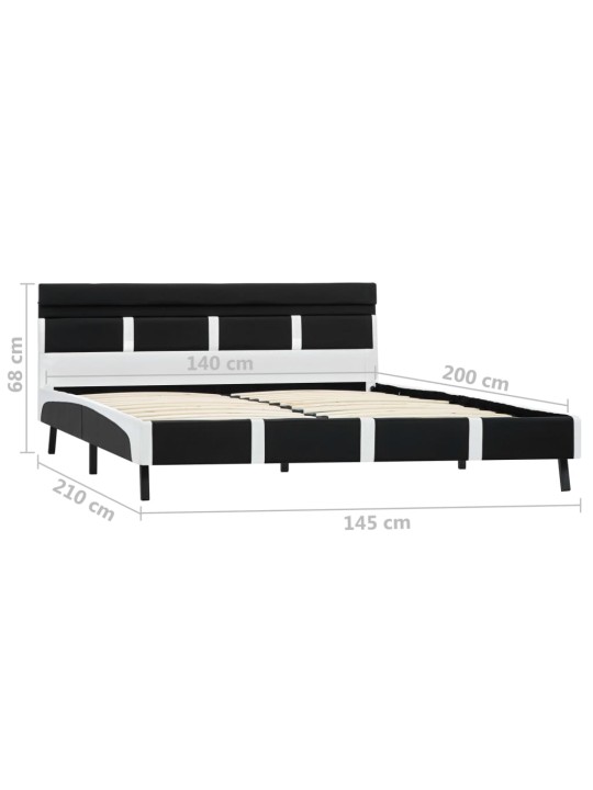 Gultas rāmis ar LED un galvgali, melns, 140x200cm, mākslīgā āda