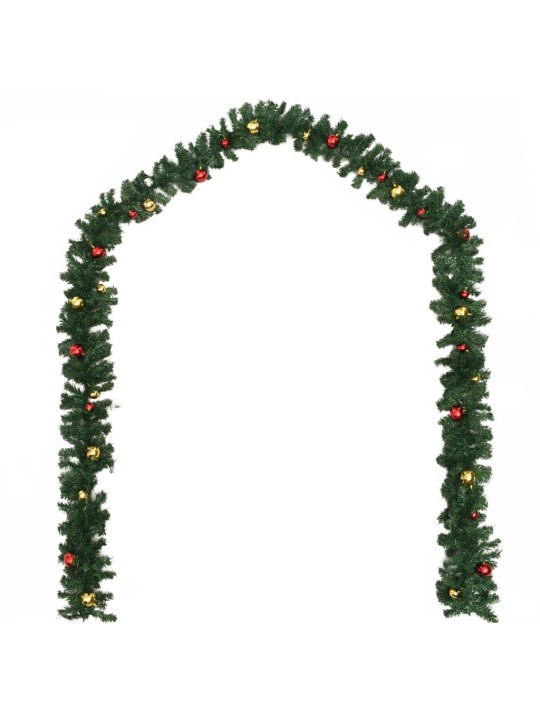 Ziemassvētku vītnes ar bumbām, 4 gab., 270 cm, pvc, zaļas