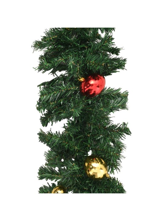 Ziemassvētku vītnes ar bumbām, 4 gab., 270 cm, pvc, zaļas