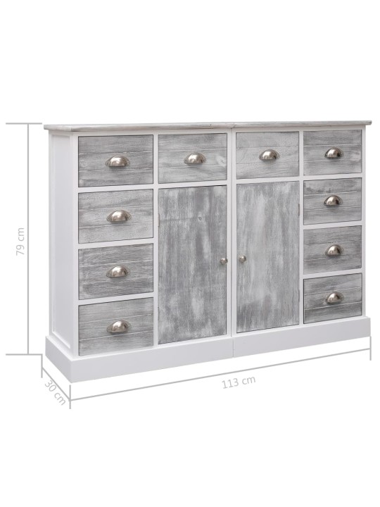 Kumode ar 10 atvilktnēm, 113x30x79 cm, koks, pelēka