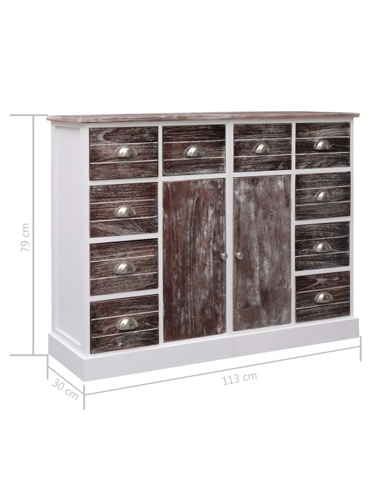 Kumode ar 10 atvilktnēm, 113x30x79 cm, koks, brūna