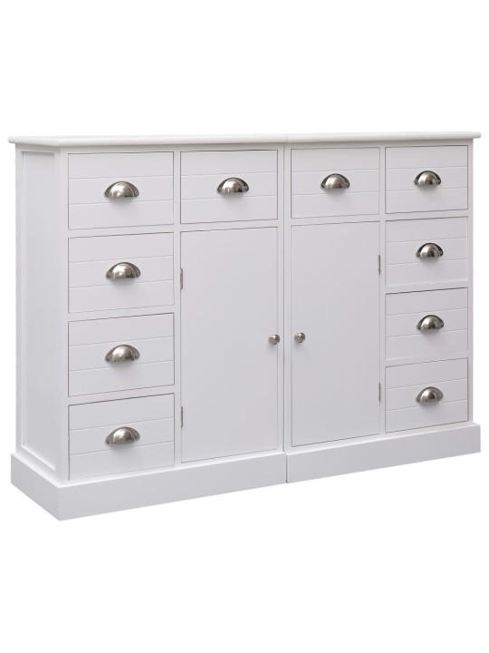 Kumode ar 10 atvilktnēm, 113x30x79 cm, koks, balta