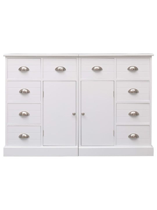Kumode ar 10 atvilktnēm, 113x30x79 cm, koks, balta