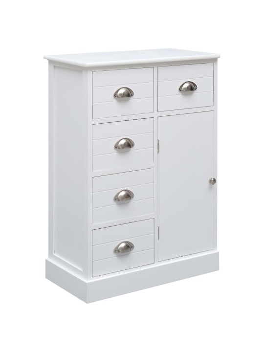 Kumode ar 10 atvilktnēm, 113x30x79 cm, koks, balta