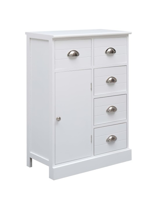 Kumode ar 10 atvilktnēm, 113x30x79 cm, koks, balta