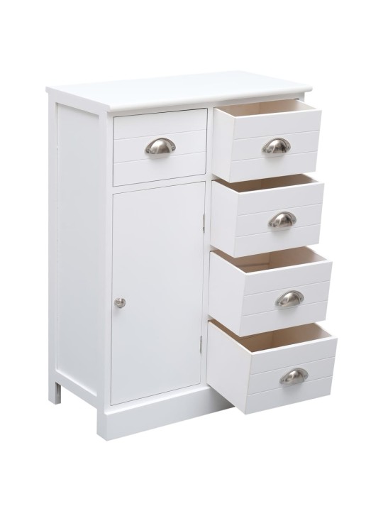 Kumode ar 10 atvilktnēm, 113x30x79 cm, koks, balta