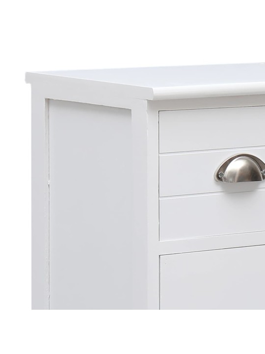 Kumode ar 10 atvilktnēm, 113x30x79 cm, koks, balta