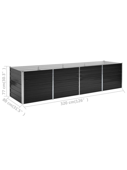 Augstā puķu kaste, pelēka, 320x80x77 cm, cinkots tērauds