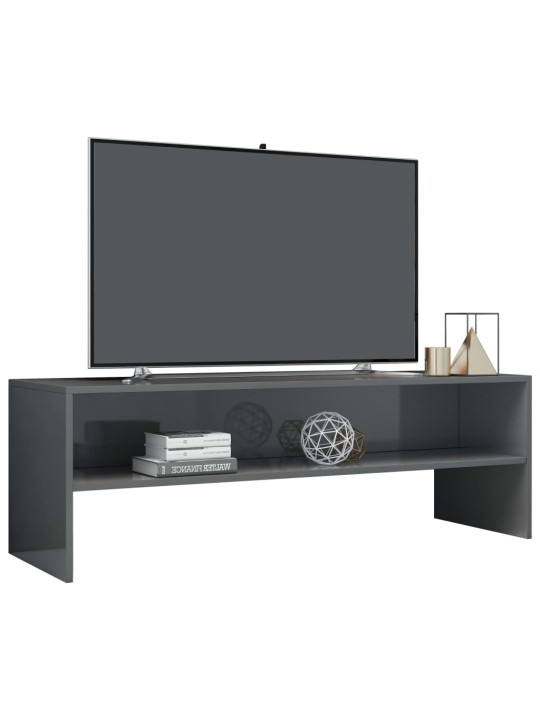Tv skapītis, 120x40x40 cm, spīdīgi pelēks, inženierijas koks