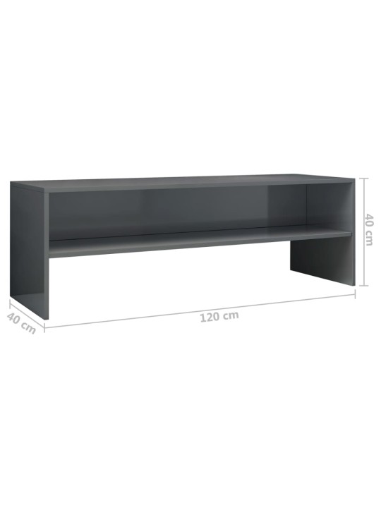 Tv skapītis, 120x40x40 cm, spīdīgi pelēks, inženierijas koks
