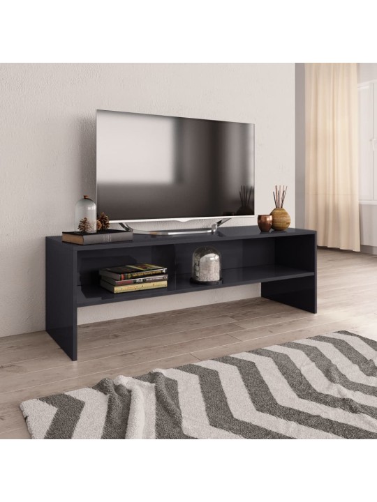 Tv skapītis, 120x40x40 cm, spīdīgi pelēks, inženierijas koks