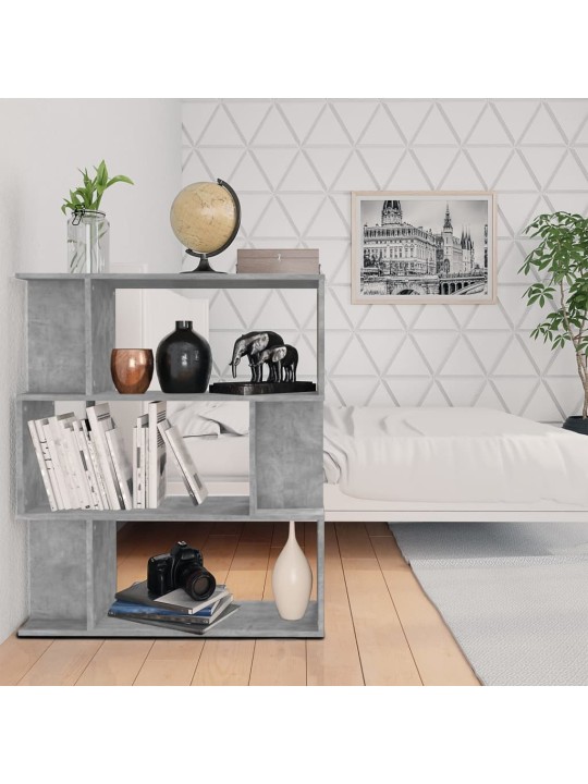 Grāmatu plaukts, 80x24x96 cm, betonpelēks, skaidu plāksne