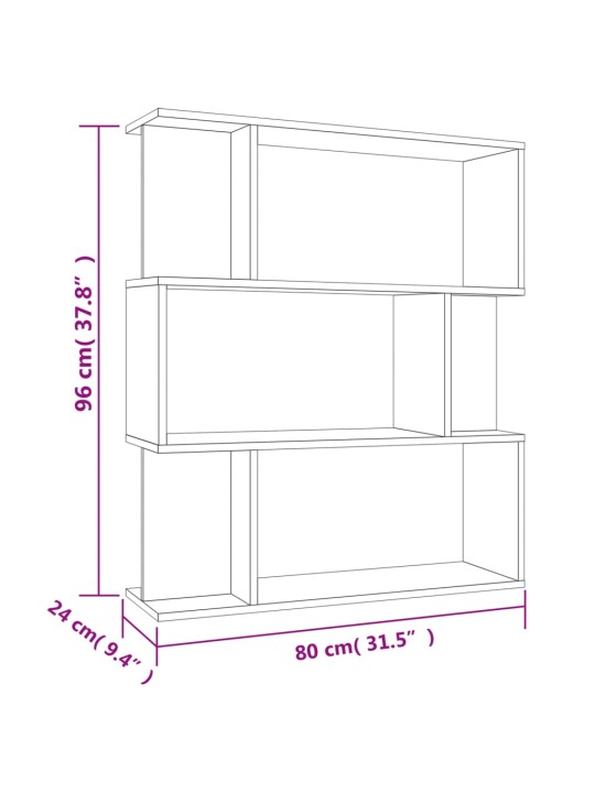 Grāmatu plaukts, 80x24x96 cm, betonpelēks, skaidu plāksne