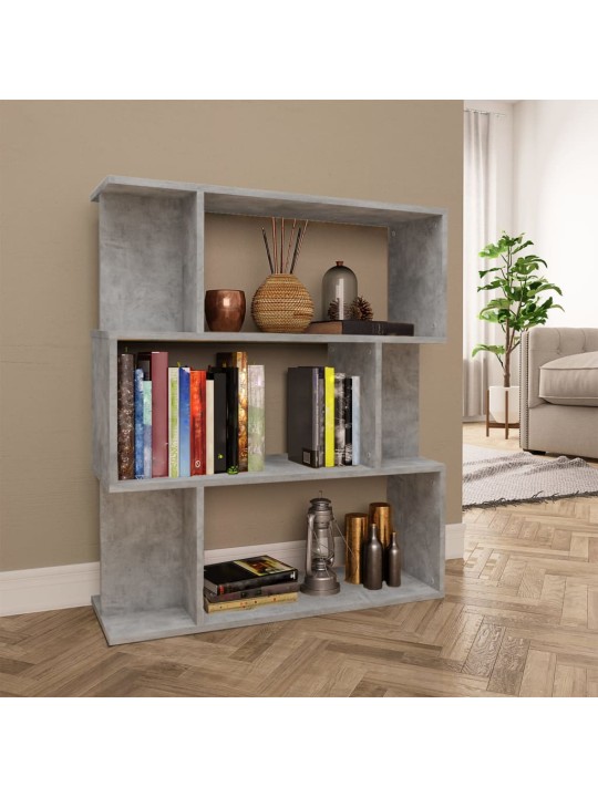 Grāmatu plaukts, 80x24x96 cm, betonpelēks, skaidu plāksne