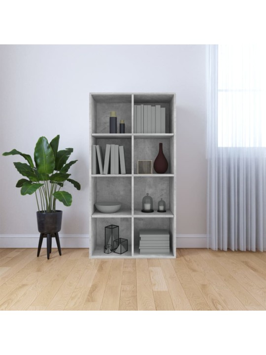 Grāmatu plaukts, 66x30x130 cm, betonpelēks, skaidu plāksne