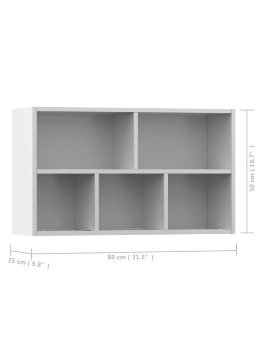 Grāmatu plaukts, 50x25x80 cm, balta skaidu plāksne