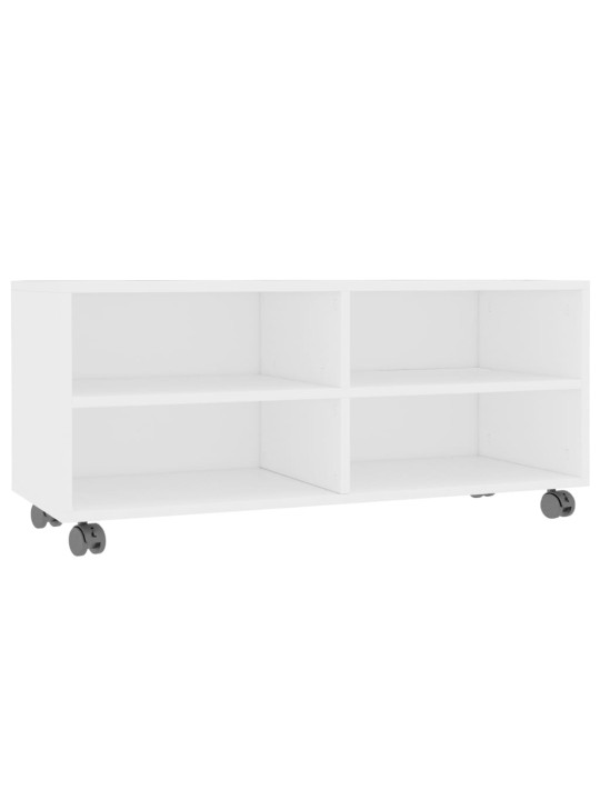 Tv skapītis uz ritentiņiem, 90x35x35cm, inženierijas koks balts