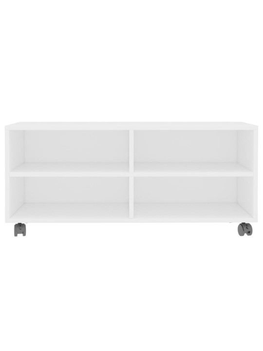 Tv skapītis uz ritentiņiem, 90x35x35cm, inženierijas koks balts