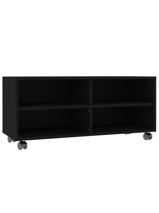 Tv skapītis uz ritentiņiem, 90x35x35cm inženierijas koks, melns