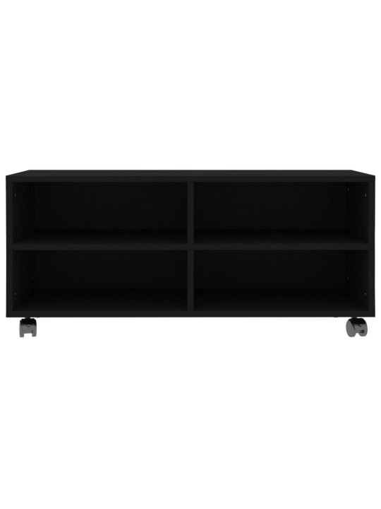 Tv skapītis uz ritentiņiem, 90x35x35cm inženierijas koks, melns