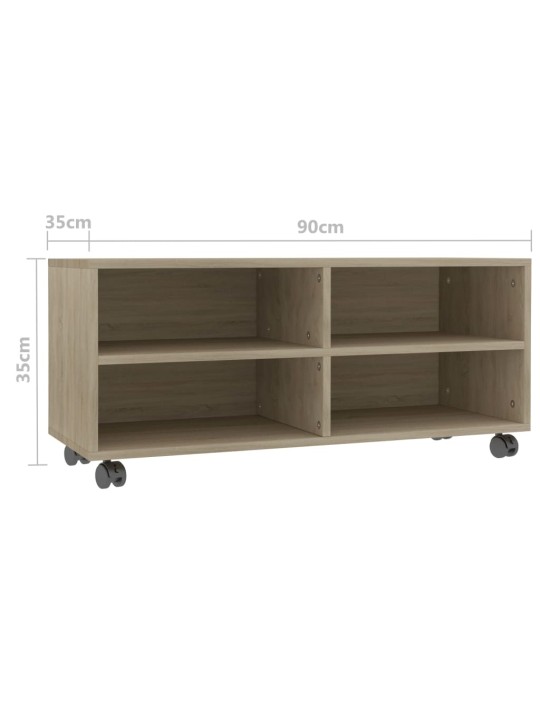Tv skapītis uz ritentiņiem, 90x35x35 cm, inženierijas koks