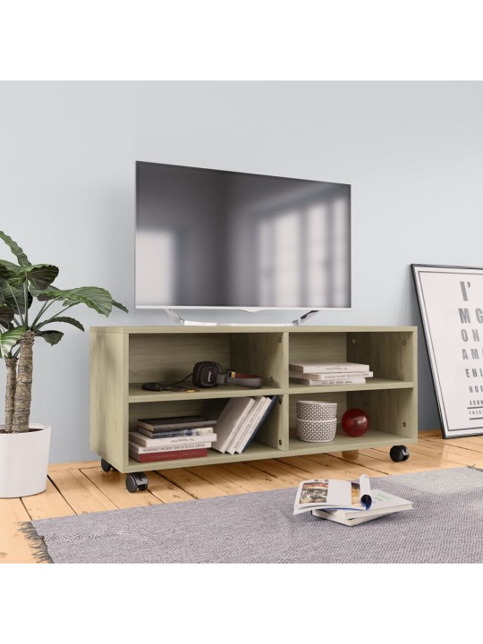 Tv skapītis uz ritentiņiem, 90x35x35 cm, inženierijas koks
