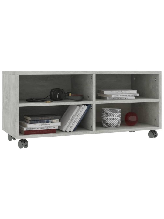 Tv skapītis uz ritentiņiem, 90x35x35cm inženierijas koks pelēks